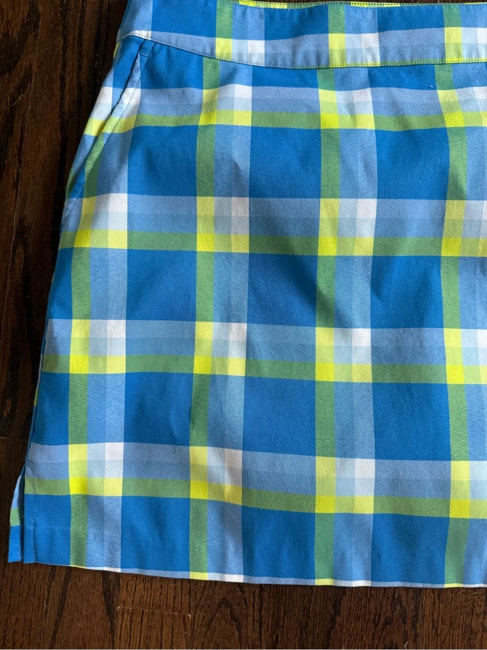 Izod Blue Yellow Plaid Golf Skort